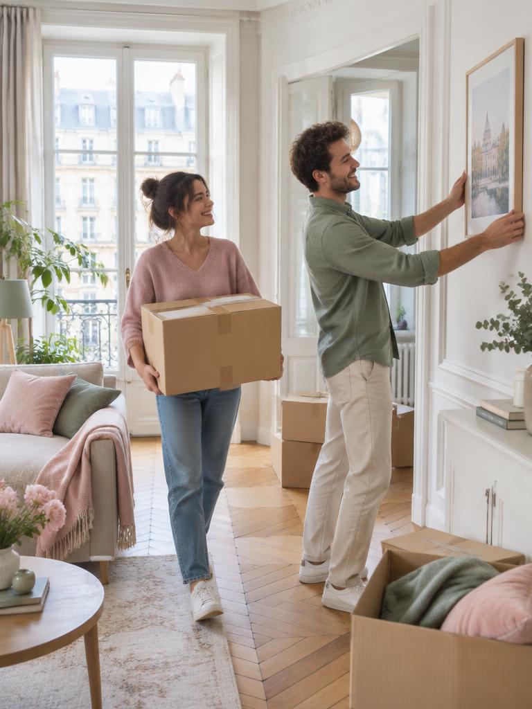 Un couple emménage dans son nouvel appartement